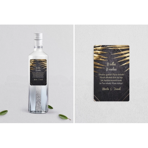 Naklejki na alkohol - Złote Kwiaty Motyw 1