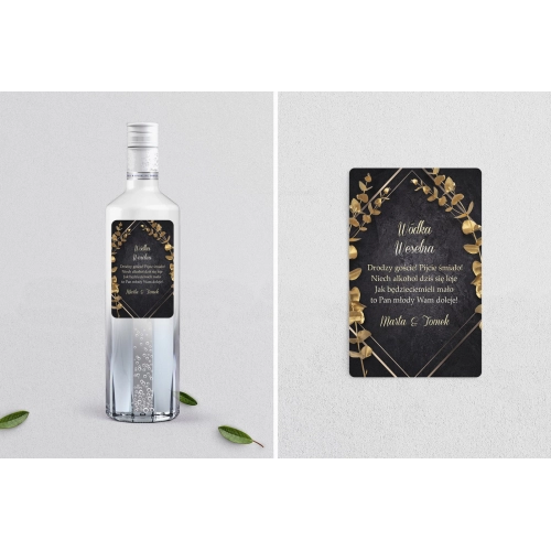 Naklejki na alkohol - Złote Kwiaty Motyw 2