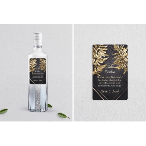 Naklejki na alkohol - Złote Kwiaty Motyw 4