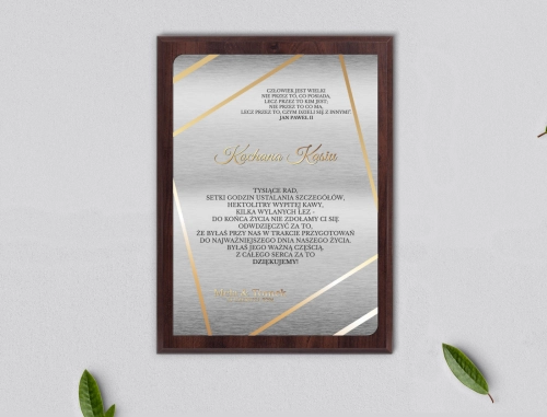 Dyplom ślubny dla świadków - Marmur & Złoto - Motyw 1