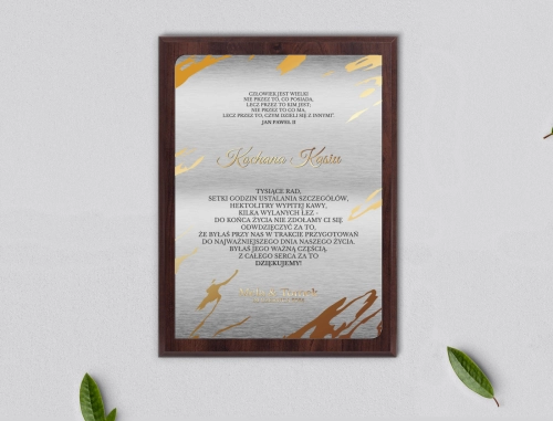 Dyplom ślubny dla świadków - Marmur & Złoto - Motyw 3