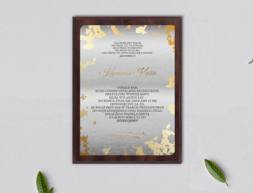 Dyplom ślubny dla świadków - Marmur & Złoto - Motyw 5