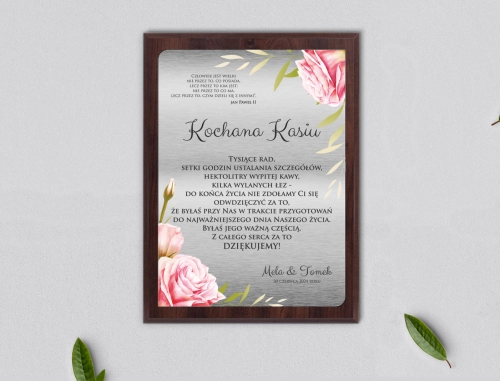 Dyplom ślubny dla świadków - Flowers & Frame Motyw 5