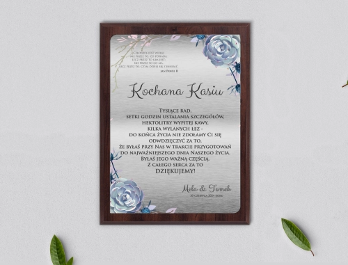 Dyplom ślubny dla świadków - Flowers & Frame Motyw 6