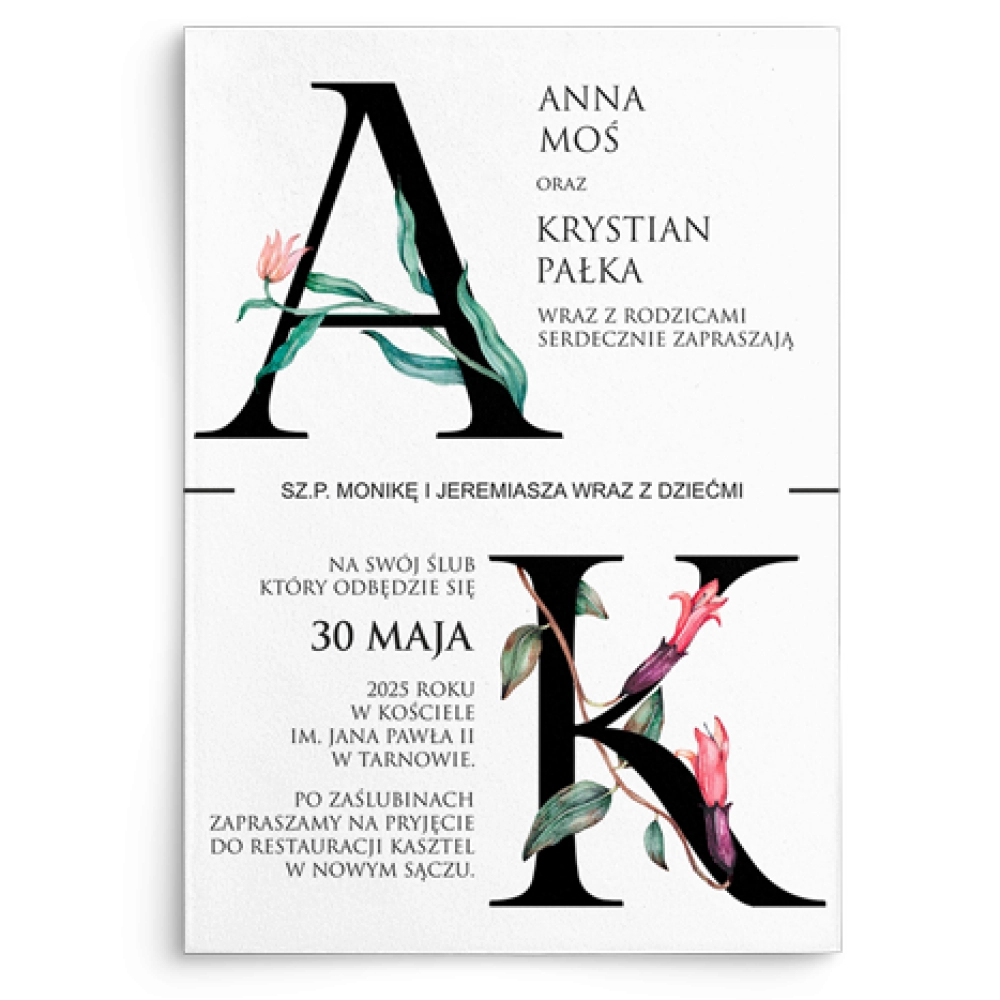 Zaproszenia ślubne Letters -  motyw 1