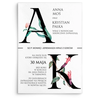 Zaproszenia ślubne Letters -  motyw 1