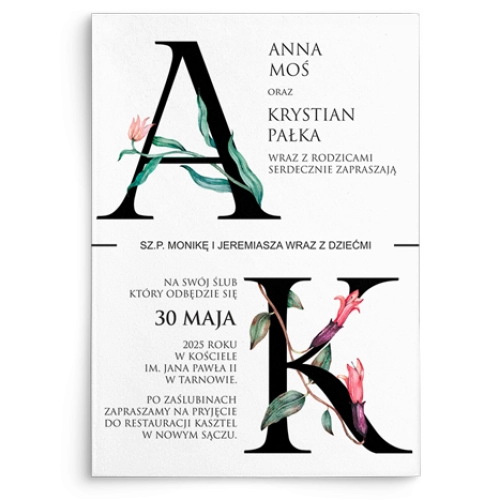 Zaproszenia ślubne Letters -  motyw 1