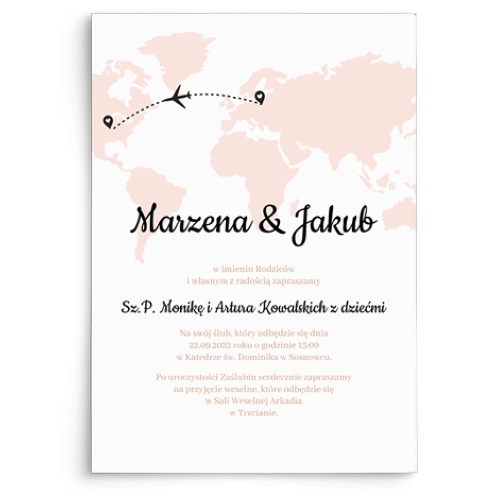 Zaproszenia ślubne Travels -  motyw 1