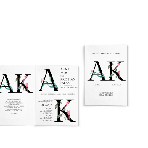 Zaproszenia ślubne Letters - Składane Motyw 1