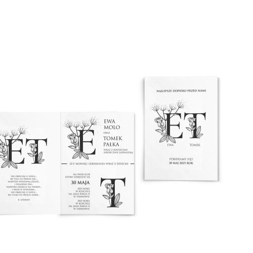 Zaproszenia ślubne Letters - Składane Motyw 2