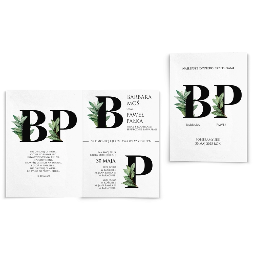 Zaproszenia ślubne Letters - Składane Motyw 3
