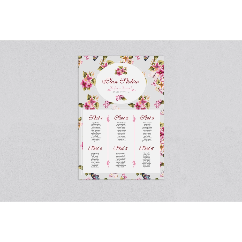 Plan stołów weselnych Pobieramy się - Motyw 2