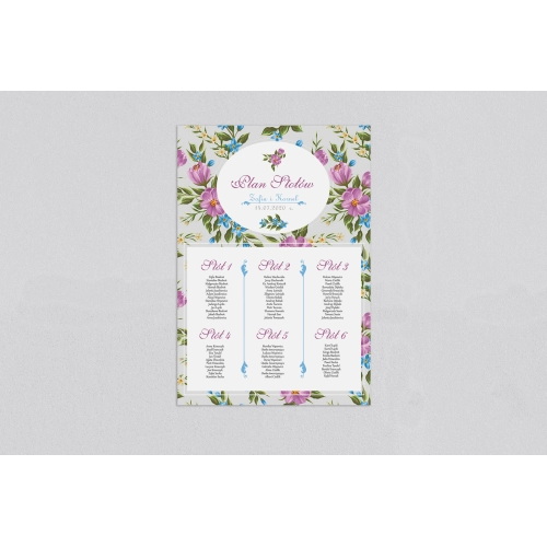 Plan stołów weselnych Pobieramy się - Motyw3