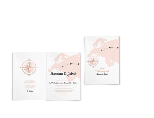 Zaproszenia ślubne Travels - Składane Motyw 3