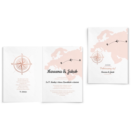 Zaproszenia ślubne Travels - Składane Motyw 3