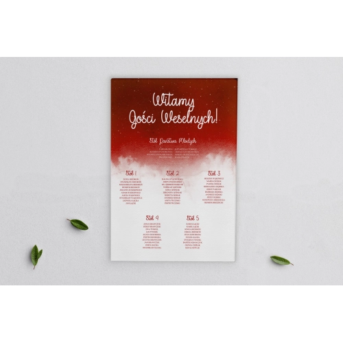 Plan stołów weselnych na płótnie Cloud Motyw 2