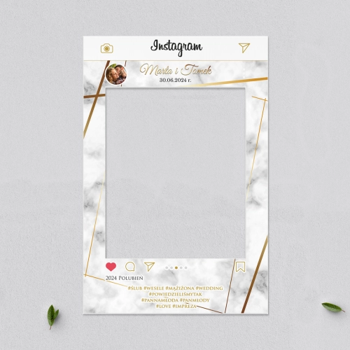 Ramka do zdjęć - Instagram Marmur & Złoto Motyw 2