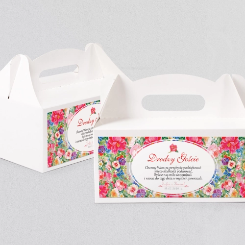 Pudełko na ciasto weselne Pobieramy się - Motyw 1