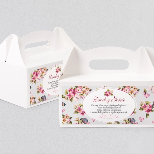 Pudełko na ciasto weselne Pobieramy się - Motyw 2