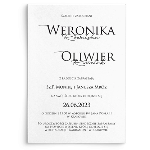 Zaproszenia ślubne Minimalistyczne - Motyw 2