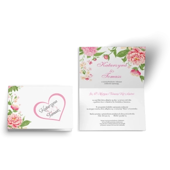 Zaproszenie ślubne Serca Kwiat - Motyw 1
