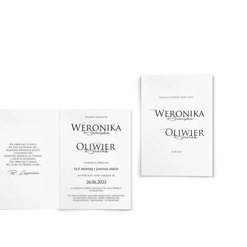 Złocone zaproszenia ślubne Minimalistyczne - Składane Motyw 2