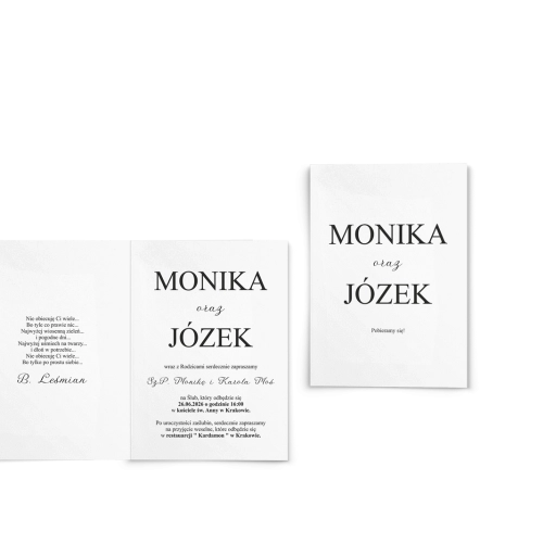 Zaproszenia ślubne Minimalistyczne - Składane Motyw 6