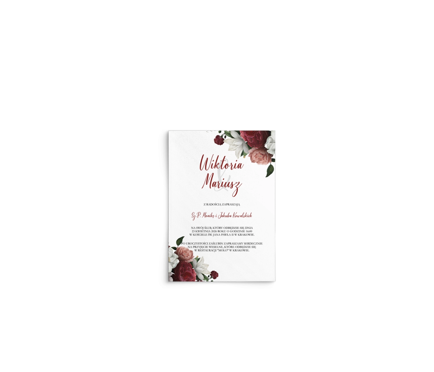 Zaproszenia ślubne Amore Rosso - motyw 3