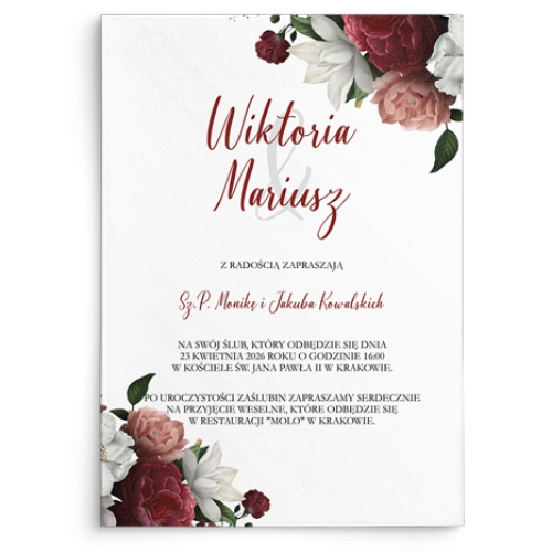 Zaproszenia ślubne Amore Rosso - motyw 3