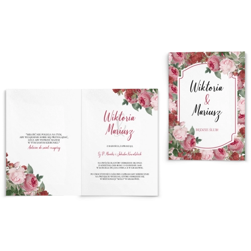 Zaproszenia ślubne Amore Rosso - Składane Motyw 1