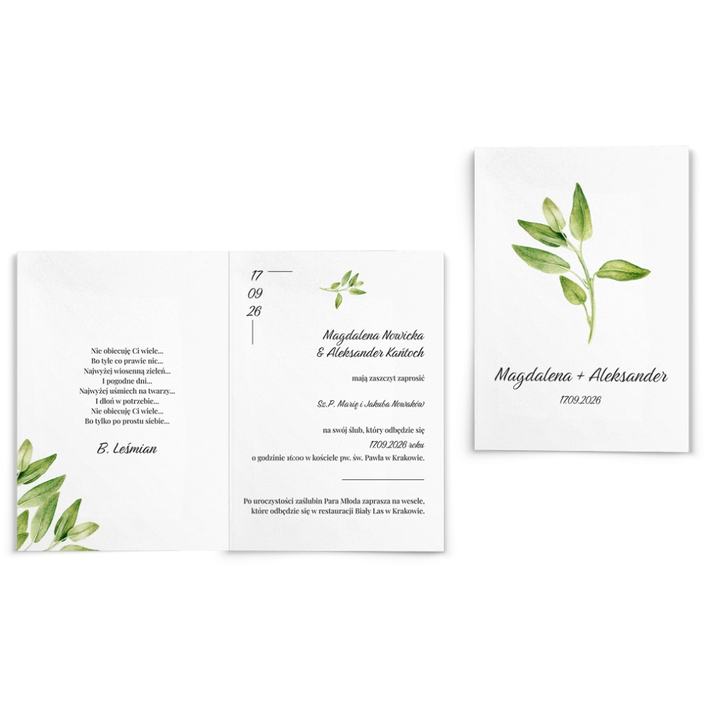 Zaproszenia ślubne Nature - Składane Motyw 2