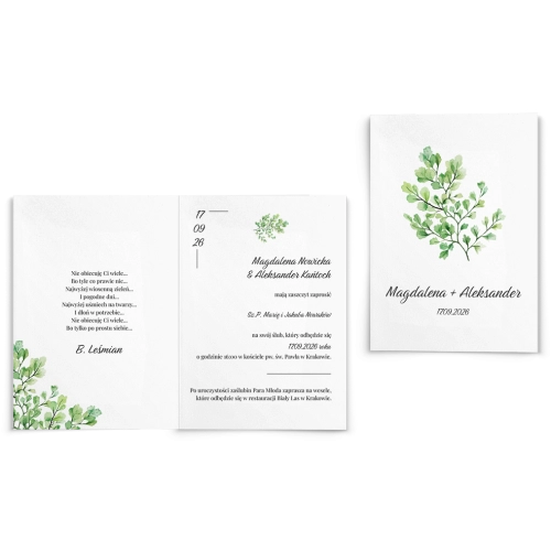 Zaproszenia ślubne Nature - Składane Motyw 3