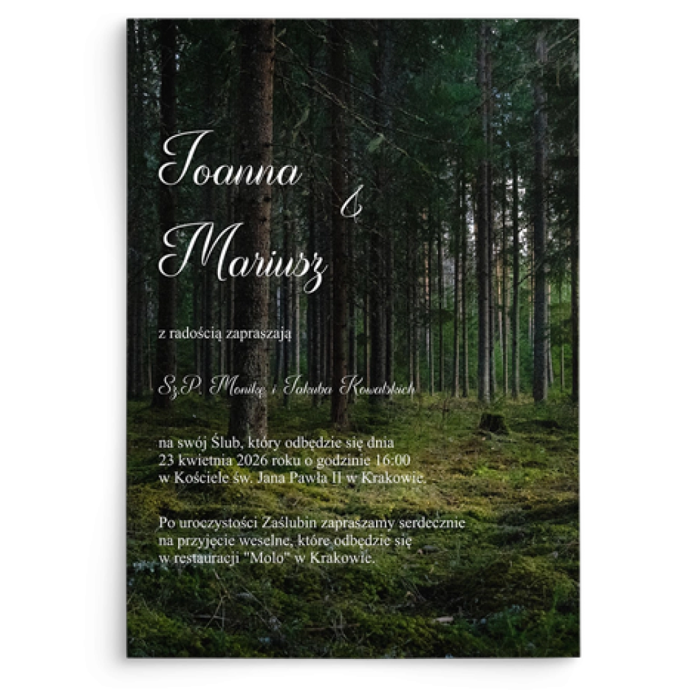 Zaproszenia ślubne Las - Motyw 1