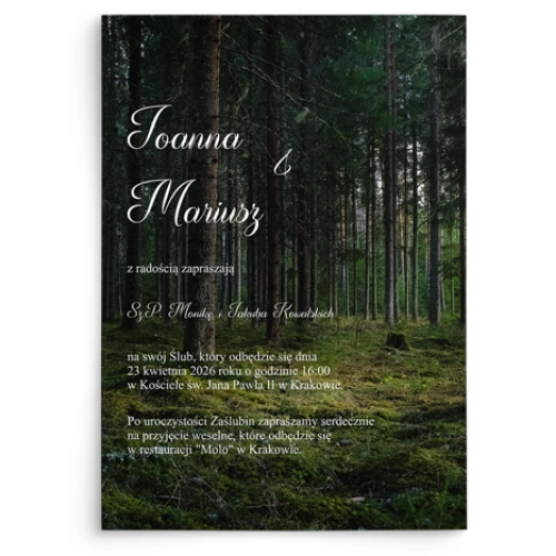 Zaproszenia ślubne Las - Motyw 1