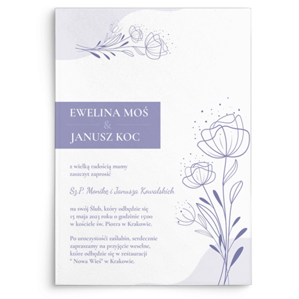 Zaproszenia ślubne Flores de campo - motyw 1