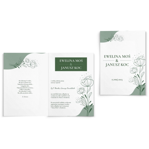 Zaproszenia ślubne Flores de campo - Składane Motyw 2