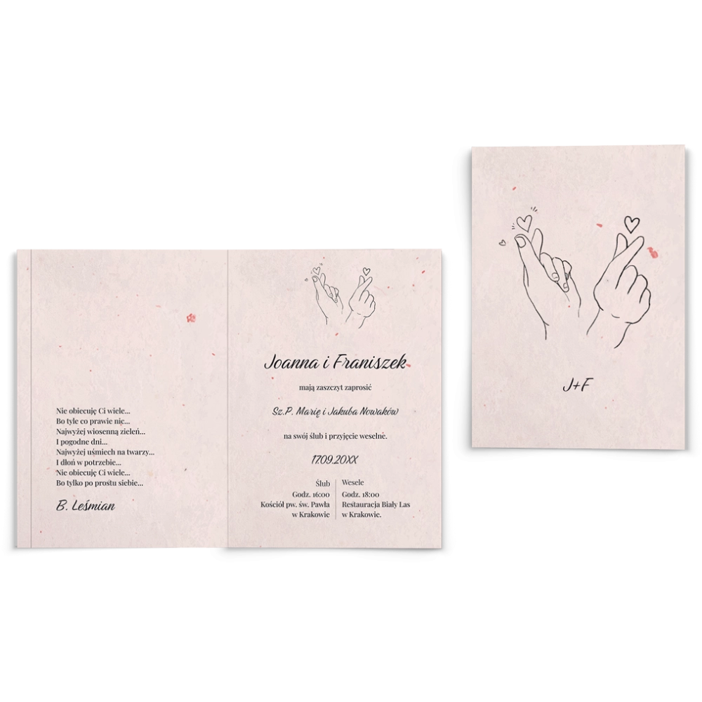 Zaproszenia ślubne Couple - Składane motyw 3