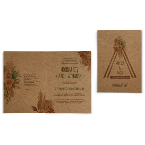 Zaproszenia ślubne Boho - Składane motyw 2