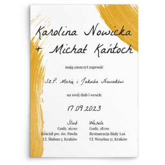 Zaproszenia ślubne Golden Brush - motyw 1