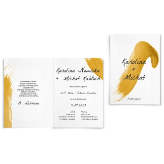 Zaproszenia ślubne Golden Brush - Składane Motyw 1