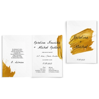 Zaproszenia ślubne Golden Brush - Składane Motyw 2