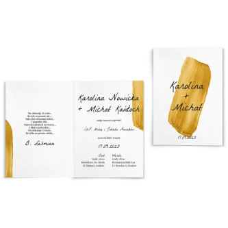 Zaproszenia ślubne Golden Brush - Składane Motyw 3