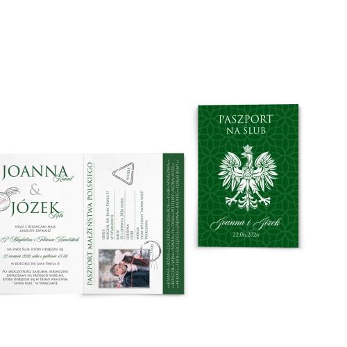 Zaproszenia ślubne Paszport - Składane motyw 3