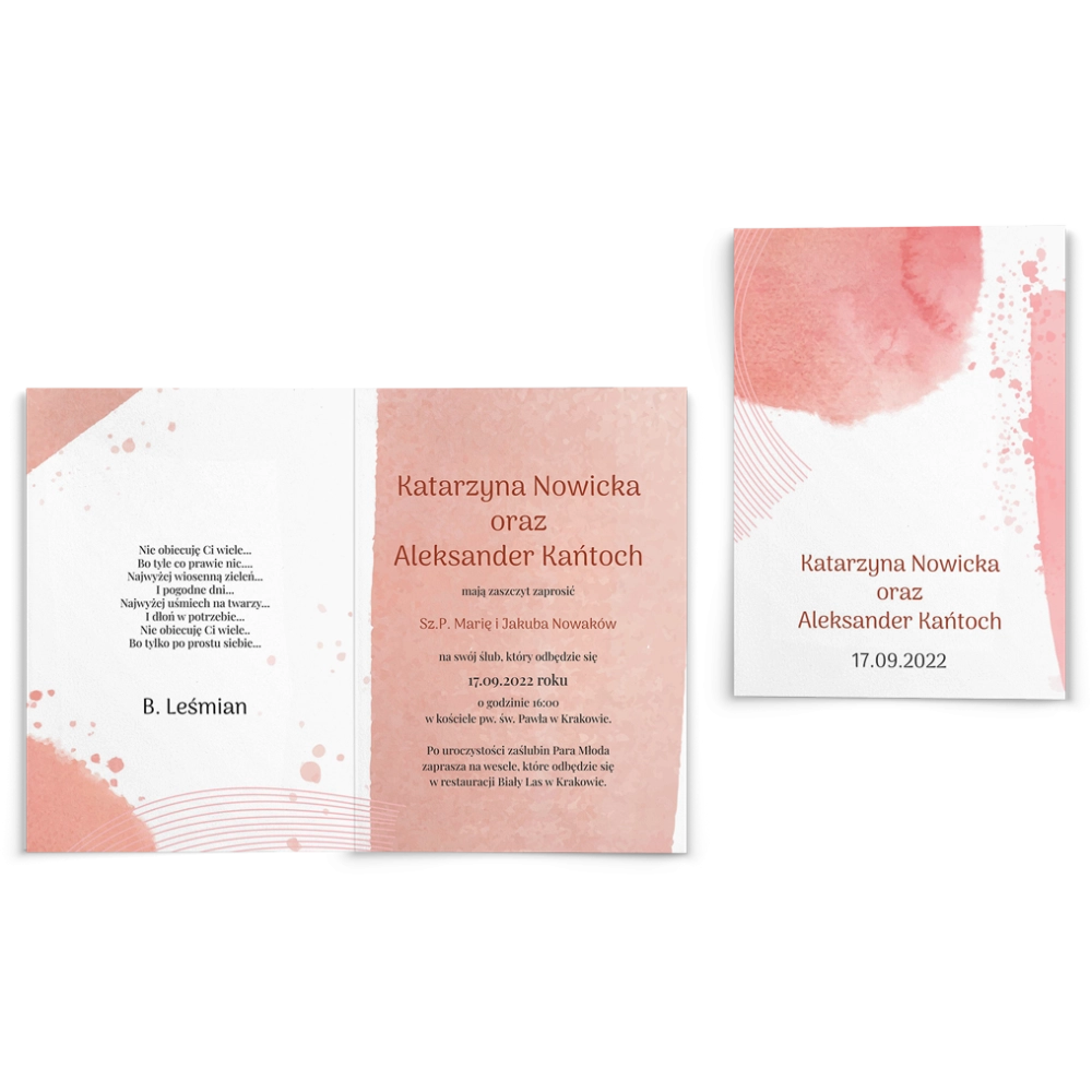 Zaproszenia ślubne Stain - Składane motyw 2