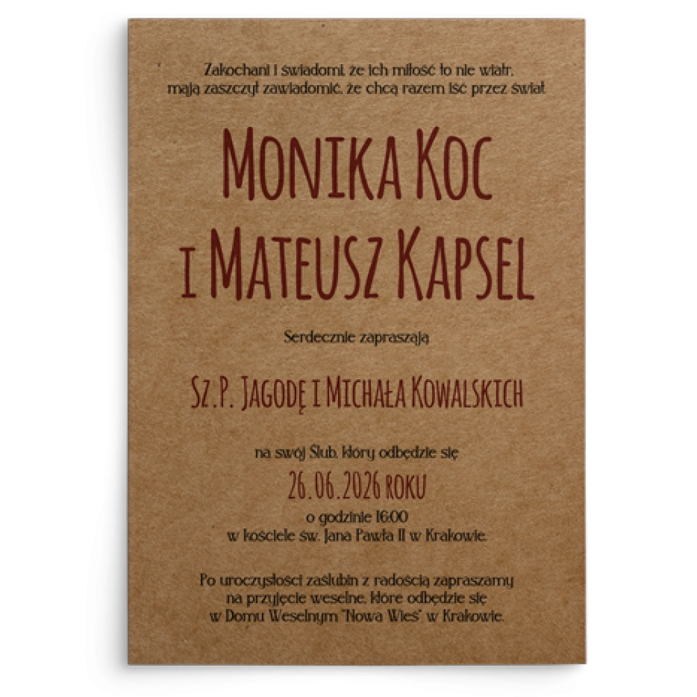 Zaproszenia ślubne Trip - Motyw 1