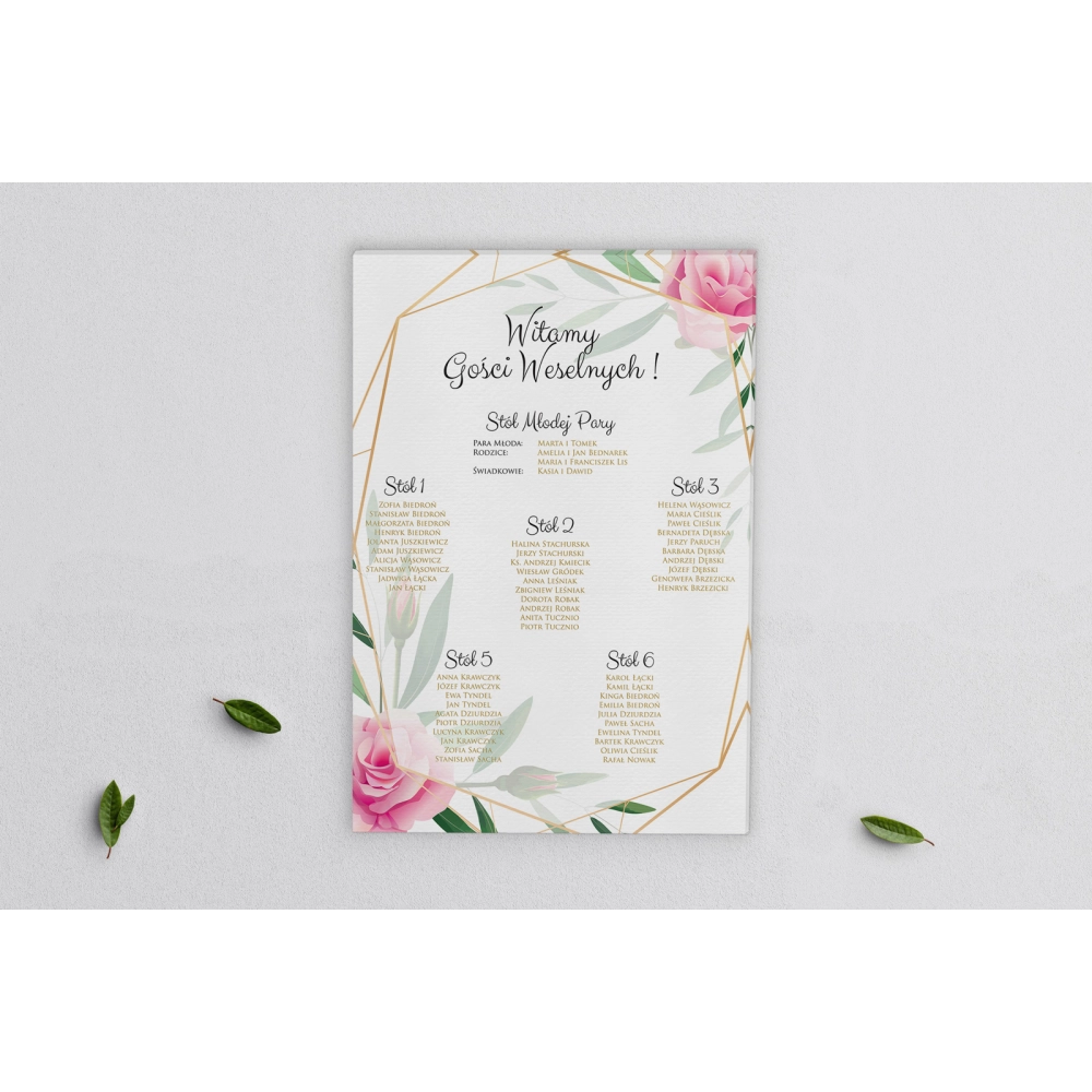 Plan stołów weselnych na płótnie Flowers & Frame Motyw 4