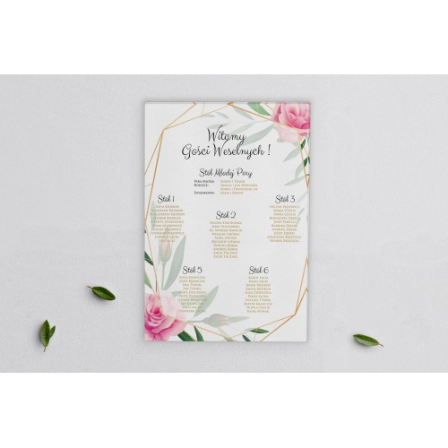 Plan stołów weselnych na płótnie Flowers & Frame Motyw 4