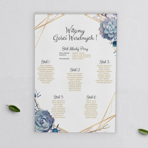 Plan stołów weselnych na płótnie Flowers & Frame Motyw 6