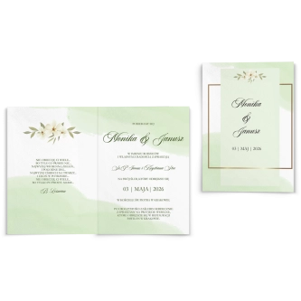 Zaproszenia ślubne Golden Square - Składane motyw 3