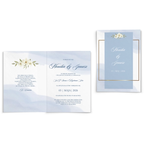 Zaproszenia ślubne Golden Square - Składane motyw 1